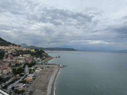 The city center, the beach and the harbour and city of Salerno, viewed from the roof terrace of the Hotel Voce del Mare