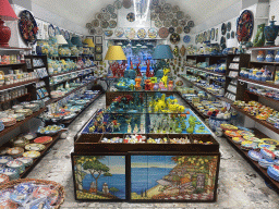 Interior of the Ceramica Artistica Falcone pottery store at the Corso Umberto I street