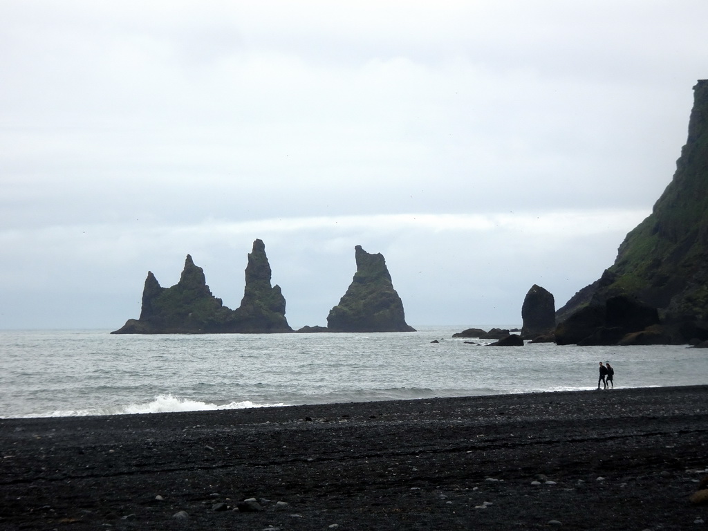 The Reynisdrangar rocks at the west side of the Black Sand Beach