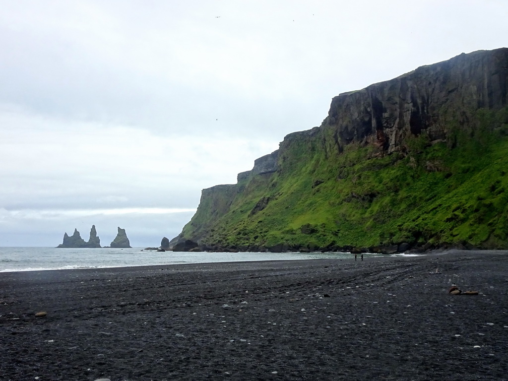 The west side of the Black Sand Beach with the Reynisdrangar rocks