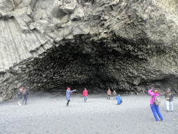 The Hálsanefshellir cave with basalt rocks at Reynisfjara Beach