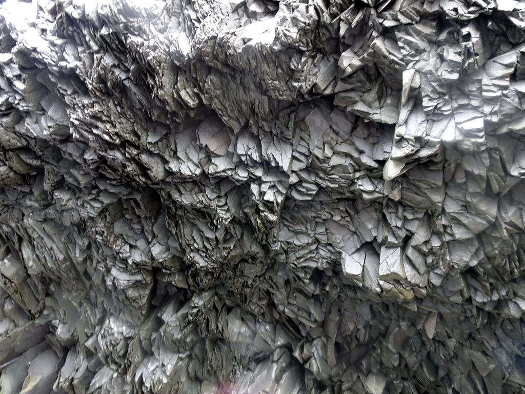 Basalt rocks in the Hálsanefshellir cave at Reynisfjara Beach