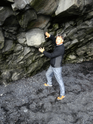 Miaomiao`s father in the Hálsanefshellir cave at Reynisfjara Beach