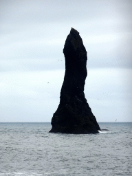 The Háidrangur rock of the Reynisdrangar rocks, viewed from Reynisfjara Beach