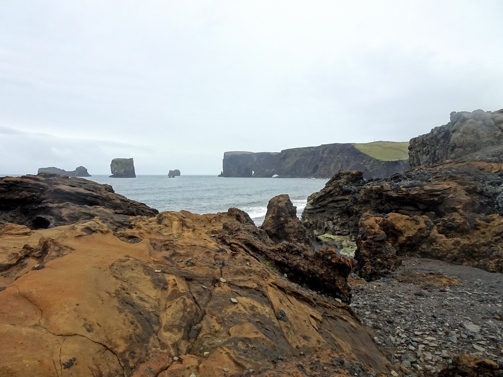 The Rock Arch and small islands in front of the Dyrhólaey peninsula, viewed from the lower viewpoint