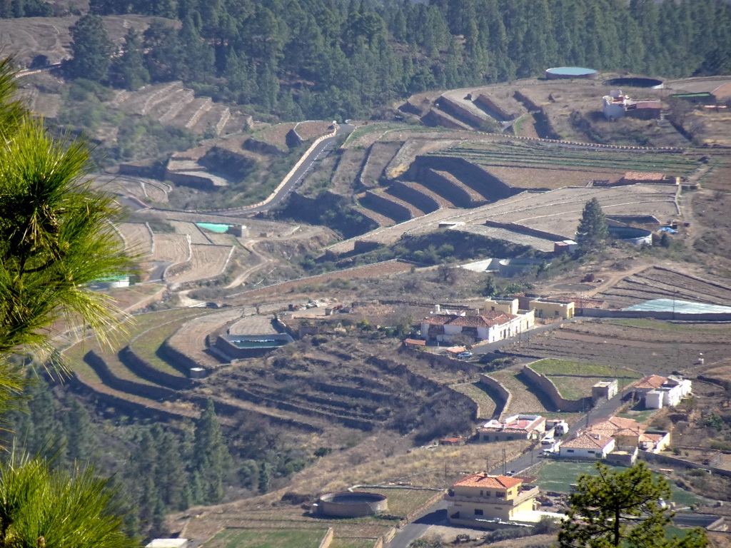 Terraces at the town of La Escalona, viewed from a parking place along the TF-21 road