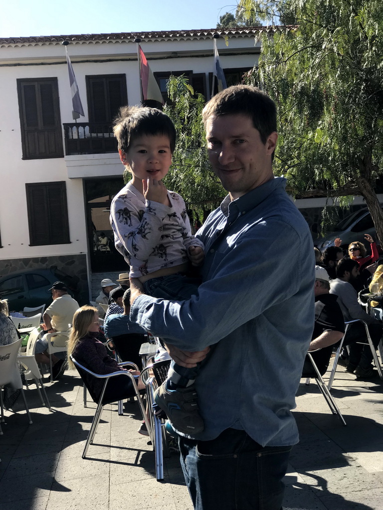 Tim and Max at the Plaza Doctor Pérez Cáceres square