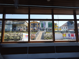 Ferry dock at the Avenida de Diogo Leite street, viewed from the ferry from Porto over the Douro river