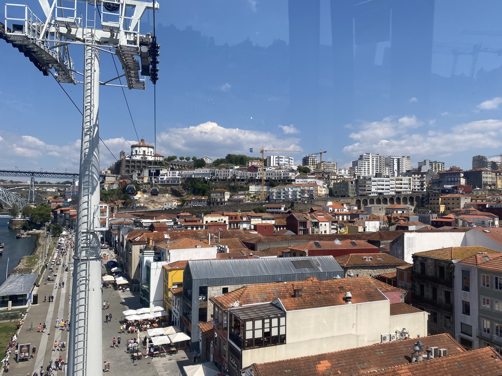 The Avenida de Diogo Leite street, the Ponte Luís I bridge over the Douro river and the Mosteiro da Serra do Pilar monastery, viewed from the Gaia Cable Car