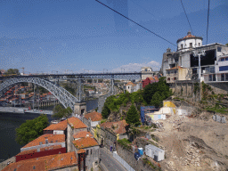 The Ponte Luís I bridge over the Douro river and the Mosteiro da Serra do Pilar monastery, viewed from the Gaia Cable Car