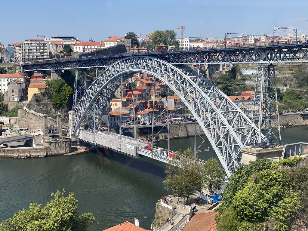 The Ponte Luís I bridge over the Douro river, viewed from the Gaia Cable Car