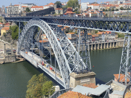 The Muralha Fernandina wall at Porto and the Ponte Luís I bridge over the Douro river, viewed from the Miradouro da Ribeira viewing point