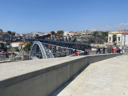 The Muralha Fernandina wall at Porto and the Ponte Luís I bridge over the Douro river, viewed from the Miradouro da Ribeira viewing point