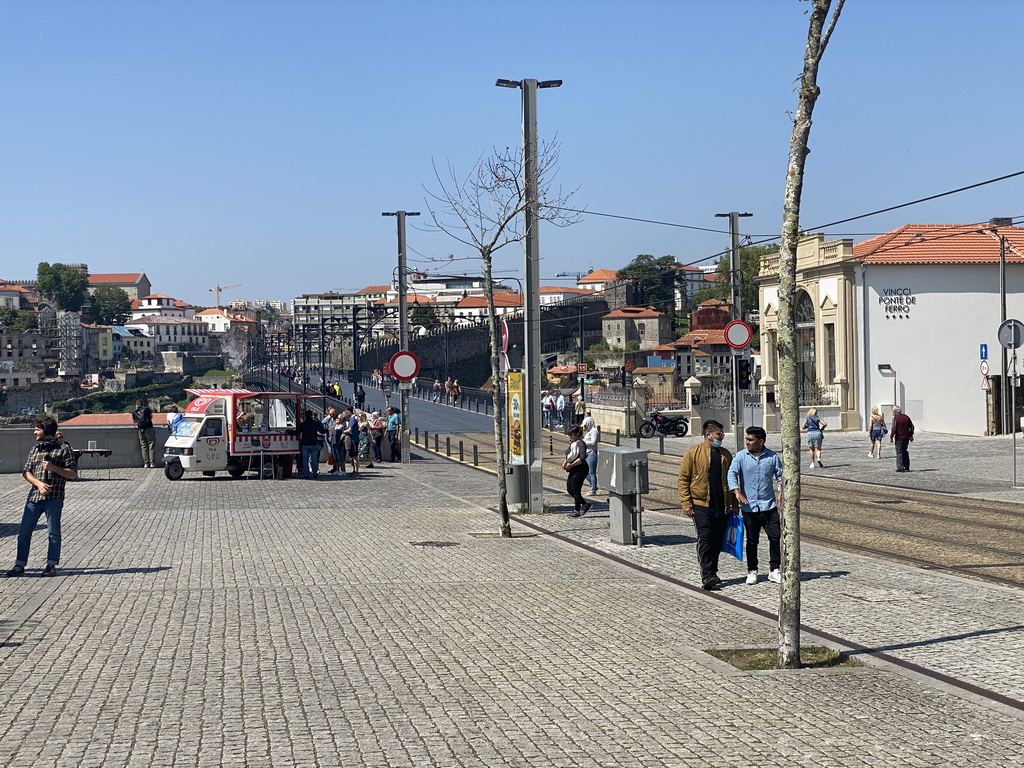 The Miradouro da Ribeira viewing point, the top of the Ponte Luís I bridge over the Douro river and the Muralha Fernandina wall