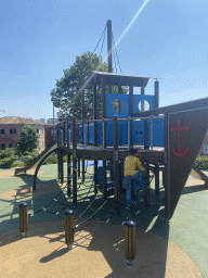 Max at the playground at the Jardim do Morro park