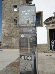 Information on the Northern Heritage in front of the entrance to the Mosteiro da Serra do Pilar monastery at the Largo Aviz square