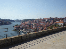 The Miradouro da Serra do Pilar viewing point at the Largo Aviz square, with a view on the Ponte da Arrábida bridge over the Douro river and Porto with the Viaduto do Cais das Pedras viaduct, the Igreja Monumento de São Francisco church, the Palácio da Bolsa palace and the Igreja de Nossa Senhora da Vitória and Igreja de São Bento da Vitória churches