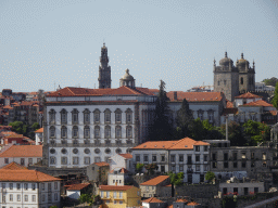 The Paço Episcopal do Porto palace, the Torre dos Clérigos tower and the Porto Cathedral at Porto, viewed from the Miradouro da Serra do Pilar viewing point at the Largo Aviz square