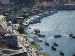 Boats on the Douro river, the Avenida de Diogo Leite and Avenida de Ramos Pinto streets, viewed from the Miradouro da Serra do Pilar viewing point at the Largo Aviz square