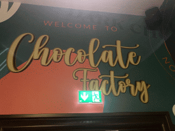 Sign above the door to the Chocolate Factory section at the Chocolate Story museum at the WOW Cultural District