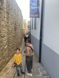 Miaomiao and Max with a bag of chocolates at the Rua de França street at the WOW Cultural District