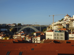 The Ponte Luís I bridge over the Douro river and the Mosteiro da Serra do Pilar monastery, viewed from the Main Square at the WOW Cultural District