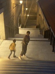 Miaomiao and Max at the Azuléjos Stairs at the WOW Cultural District, at sunset