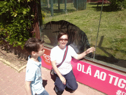 Miaomiao and Max with a Siberian Tiger at the Zoo Santo Inácio