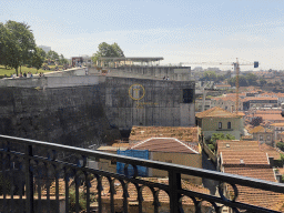 The Gaia Cable Car building at the Jardim do Morro park, viewed from the subway train on the Ponte Luís I bridge