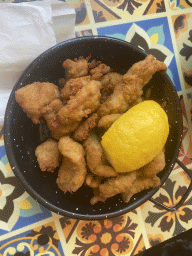 Fried fish at the Sancho Panza restaurant