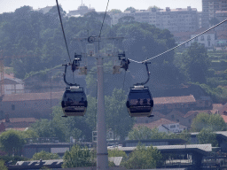 Gaia Cable Car gondolas over the city center, viewed from the Gaia Cable Car