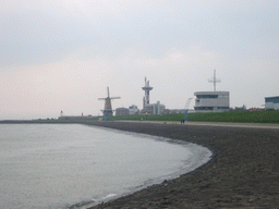 View on Vlissingen from the Piet Heinkade, with the Oranjemolen windmill and the watchtower of the Arsenaal