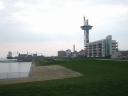 View on Vlissingen from the Oranjedijk, with cannons and the watchtower of the Arsenaal