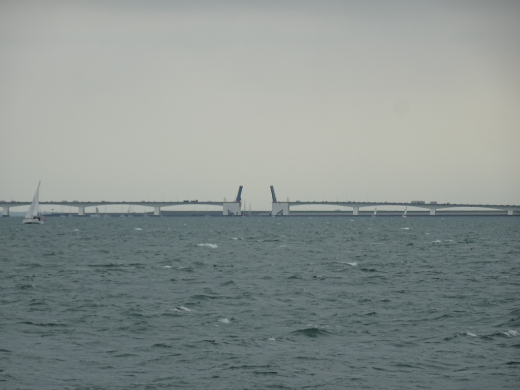 The Zeelandbrug bridge, viewed from the Seal Safari boat on the National Park Oosterschelde