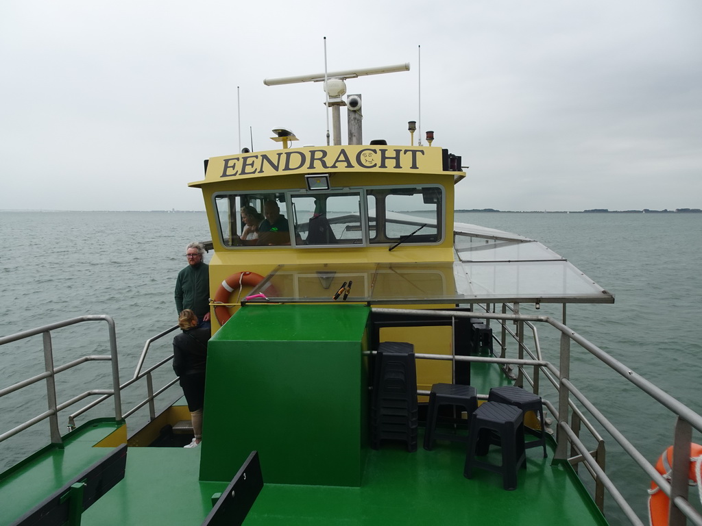 Deck and wheelhouse of the Seal Safari boat on the National Park Oosterschelde