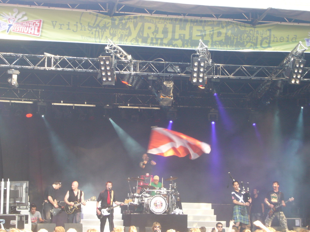 Band `Scrum` at the stage at the Markt square during the Liberation Day festivities