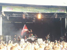 Band `Scrum` at the stage at the Markt square during the Liberation Day festivities