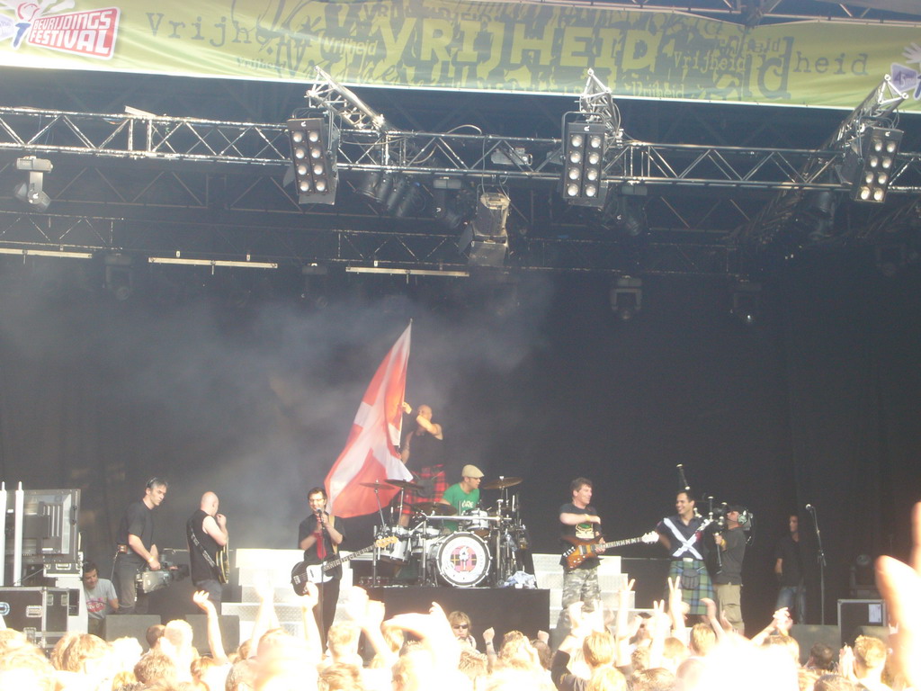 Band `Scrum` at the stage at the Markt square during the Liberation Day festivities