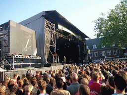 Band `De Sjonnies` at the stage at the Markt square during the Liberation Day festivities