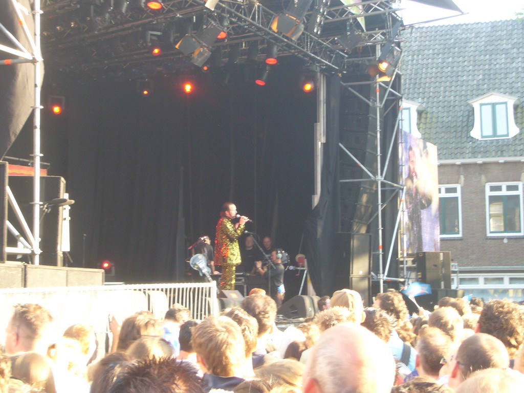 Band `De Sjonnies` at the stage at the Markt square during the Liberation Day festivities