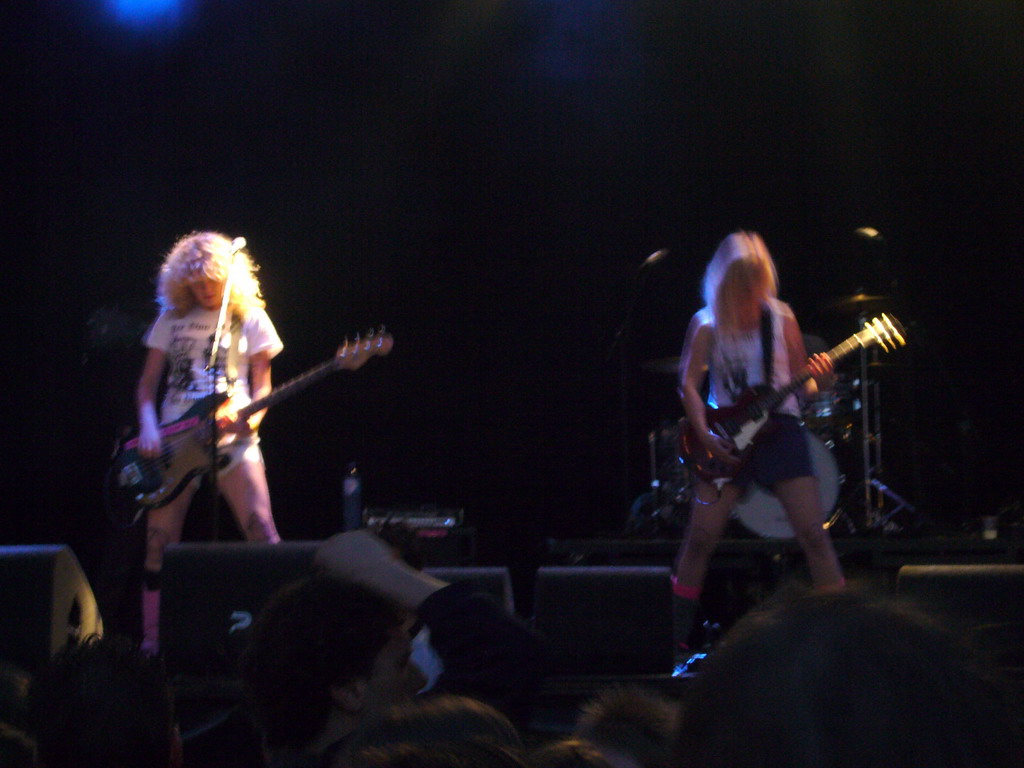 Band `Malle Pietje and the Bimbos` at the stage at the Markt square during the Liberation Day festivities, by night