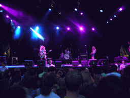 Band `Malle Pietje and the Bimbos` at the stage at the Markt square during the Liberation Day festivities, by night