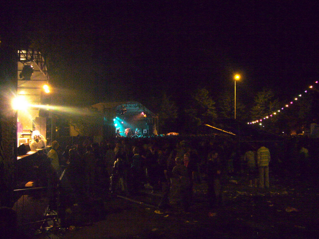 Stages at the Walstraat street during the Liberation Day festivities, by night