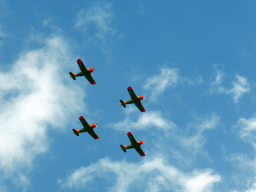 Airplanes flying above the city, during the Liberation Day festivities