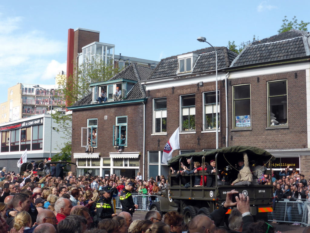 War veterans at the Stationsstraat street, during the Liberation Day procession