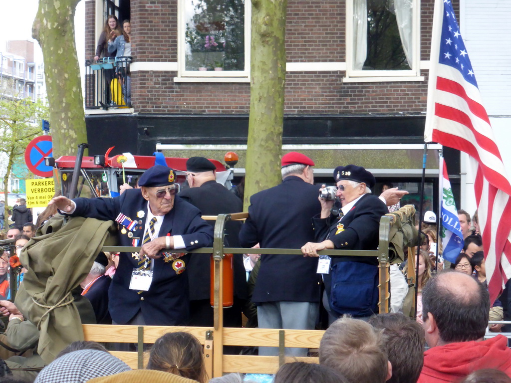 American war veterans at the Stationsstraat street, during the Liberation Day procession