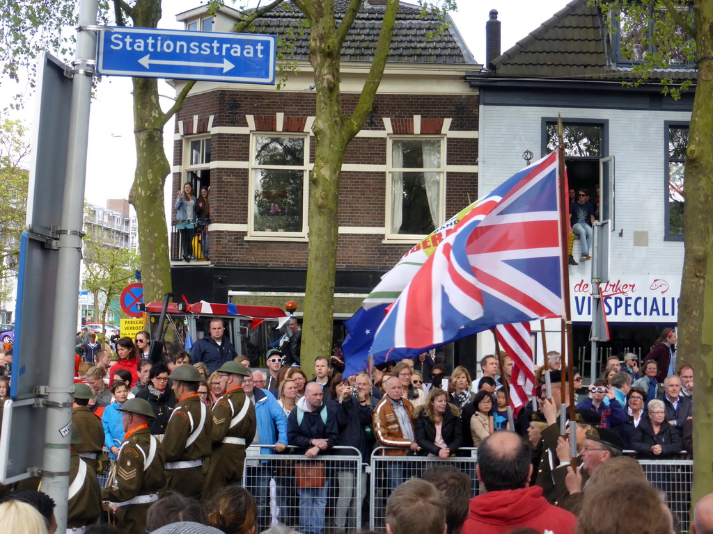 War veterans at the Stationsstraat street, during the Liberation Day procession