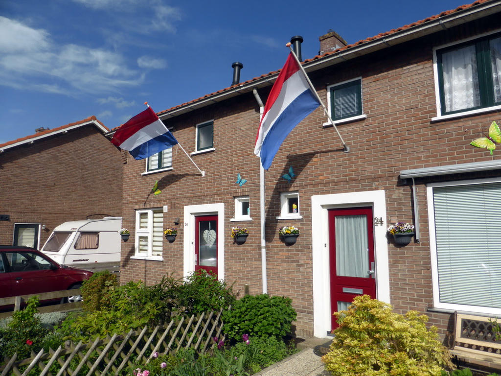 Houses with the Dutch flag hanging in front, at the north side of the city, during the Liberation Day festivities