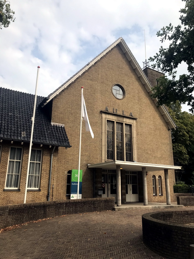 Front of the Aula building of the Wageningen University at the Generaal Foulkesweg street