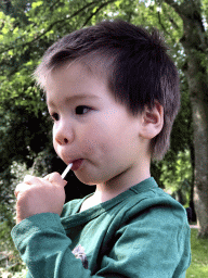 Max with a lollipop at the Bowlespark